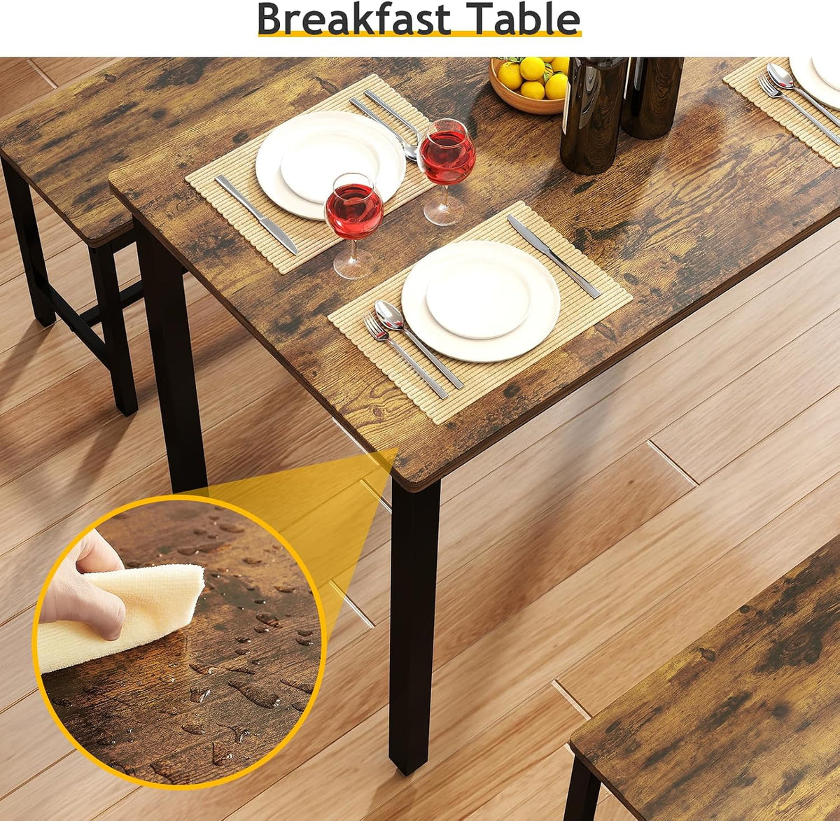 rovibek 43" dining table set for 4, modern, side view