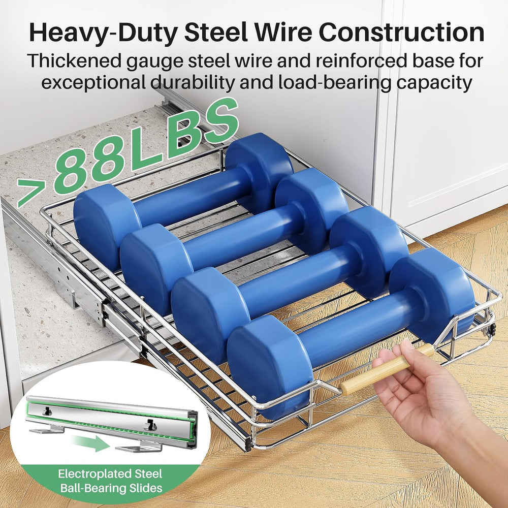 Pull out Cabinet Organizer, 15"W X 21"D, Heavy Duty Smooth Sliding ...