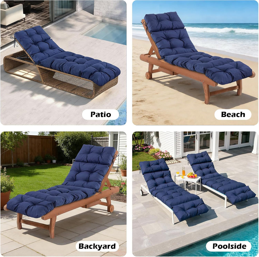 Chaise Lounge Cushions Outdoor, Waterproof & Fade Resistant Patio Lounge ...