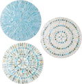 Tioncy 3 Pcs 11.8'' Blue Mother of Pearl Shell Plate Coastal Wall Art