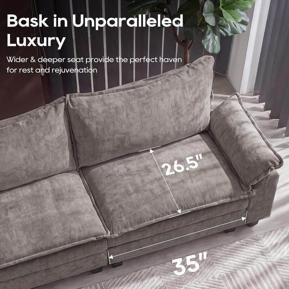 URRED Oversized Modular Sectional Sofa，Gray：122" U Shaped