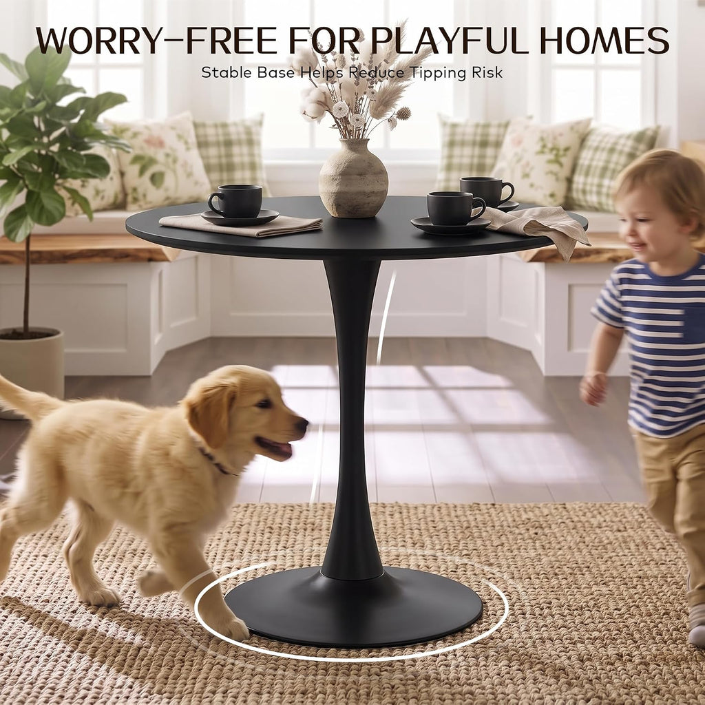 3 piece round dining table and chairs set showing dimensions