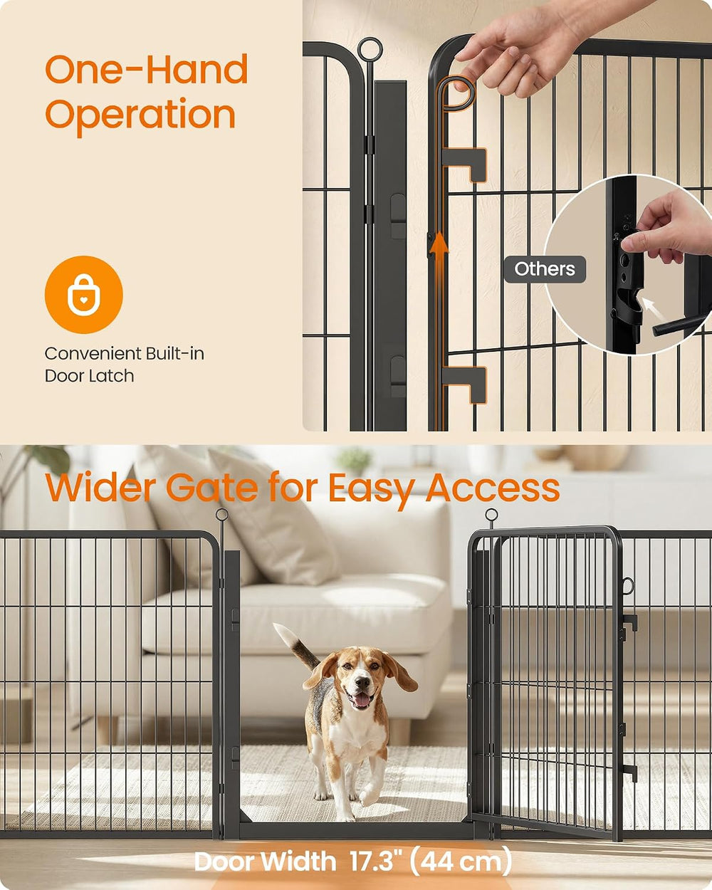 Feandrea 8-Panel Dog Playpen, 67 x 67 x 32 Inch, Matte Black