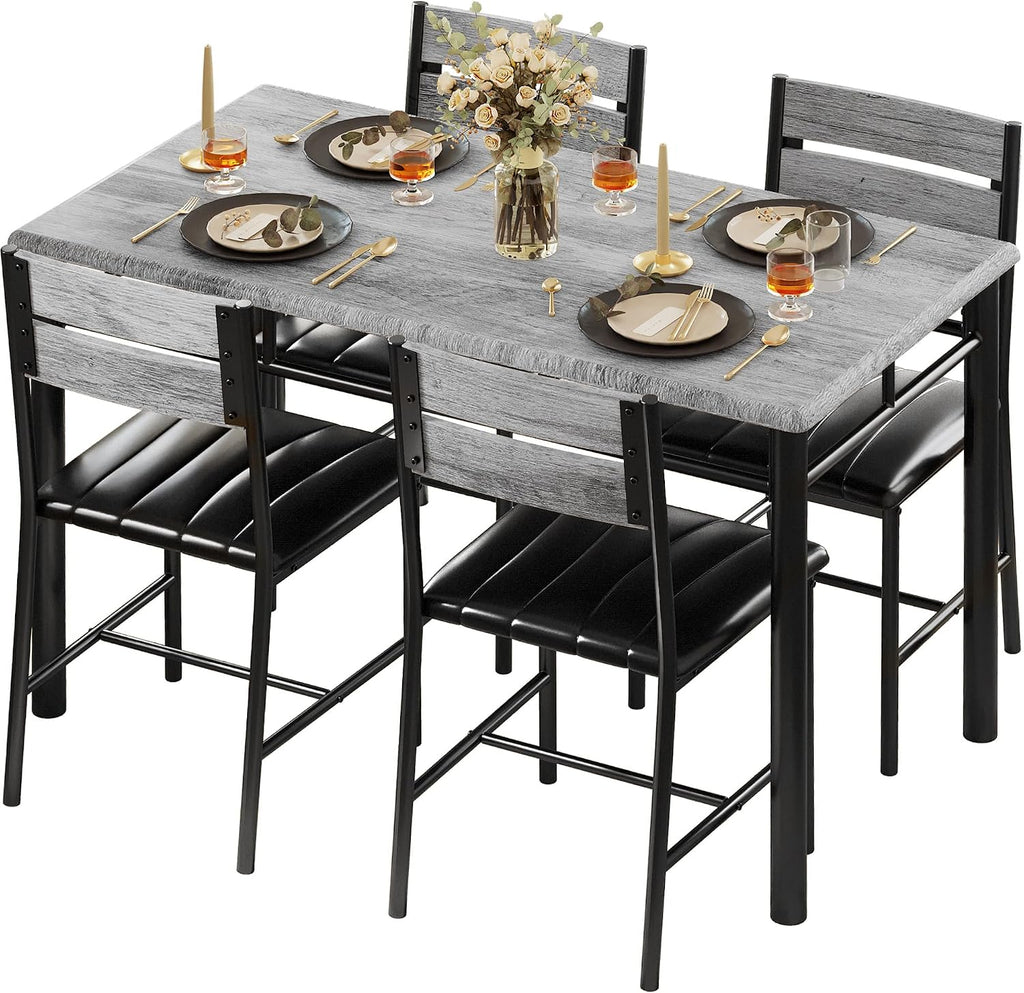 IRONCK Dining Table Set for 4, Grey