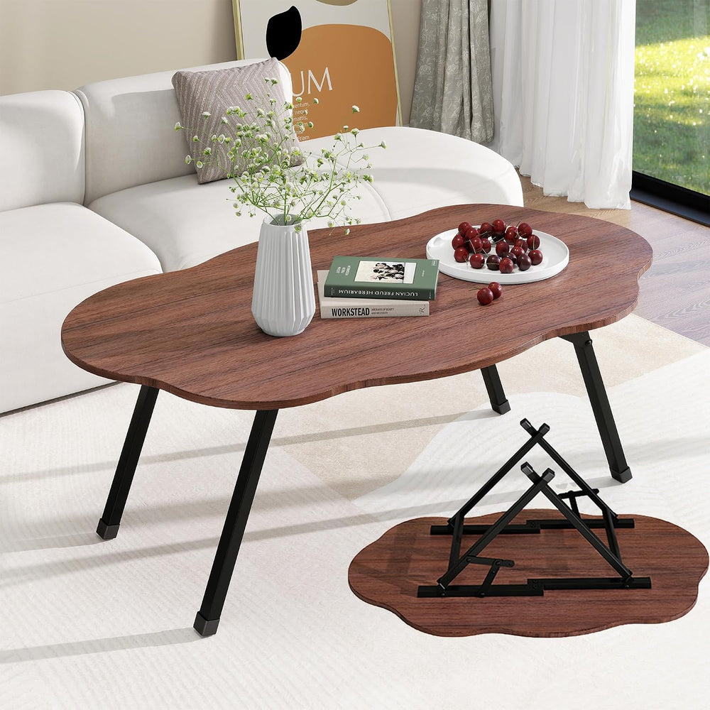 Folding Coffee Table,Cloud Coffee Table for Living Room,Walnut