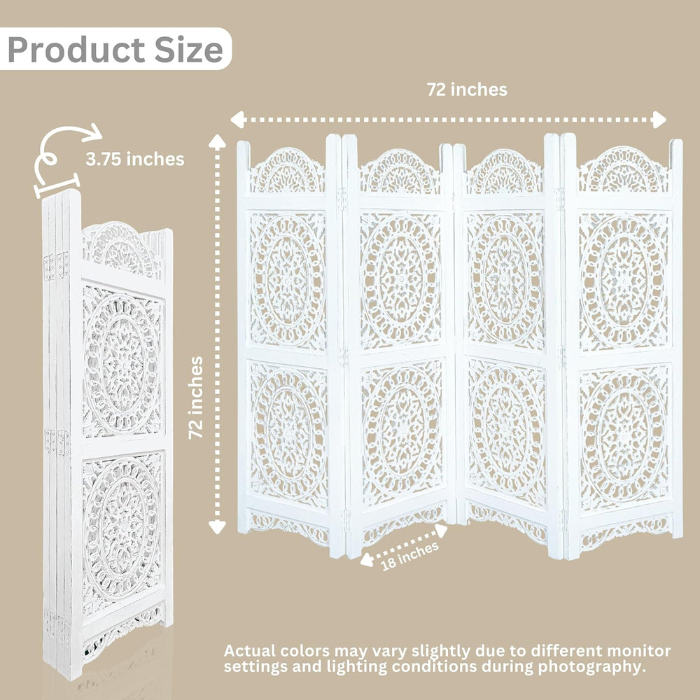 Lightnpro 4-Panel Wooden Room Divider 64x48, Preassembled Partition Screen
