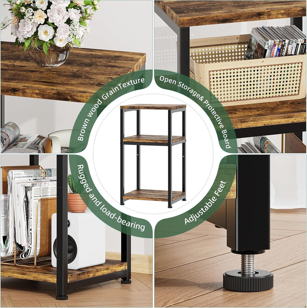 Simple Trending Side Table, End Table Night Stand, 3 Tiers Shelf for Living R...