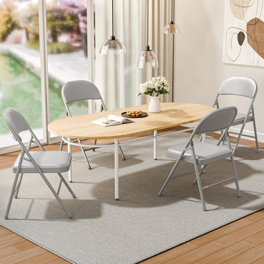 12 Pack Grey Folding Chairs with Padded Cushion adn Metal Frame,350lbs
