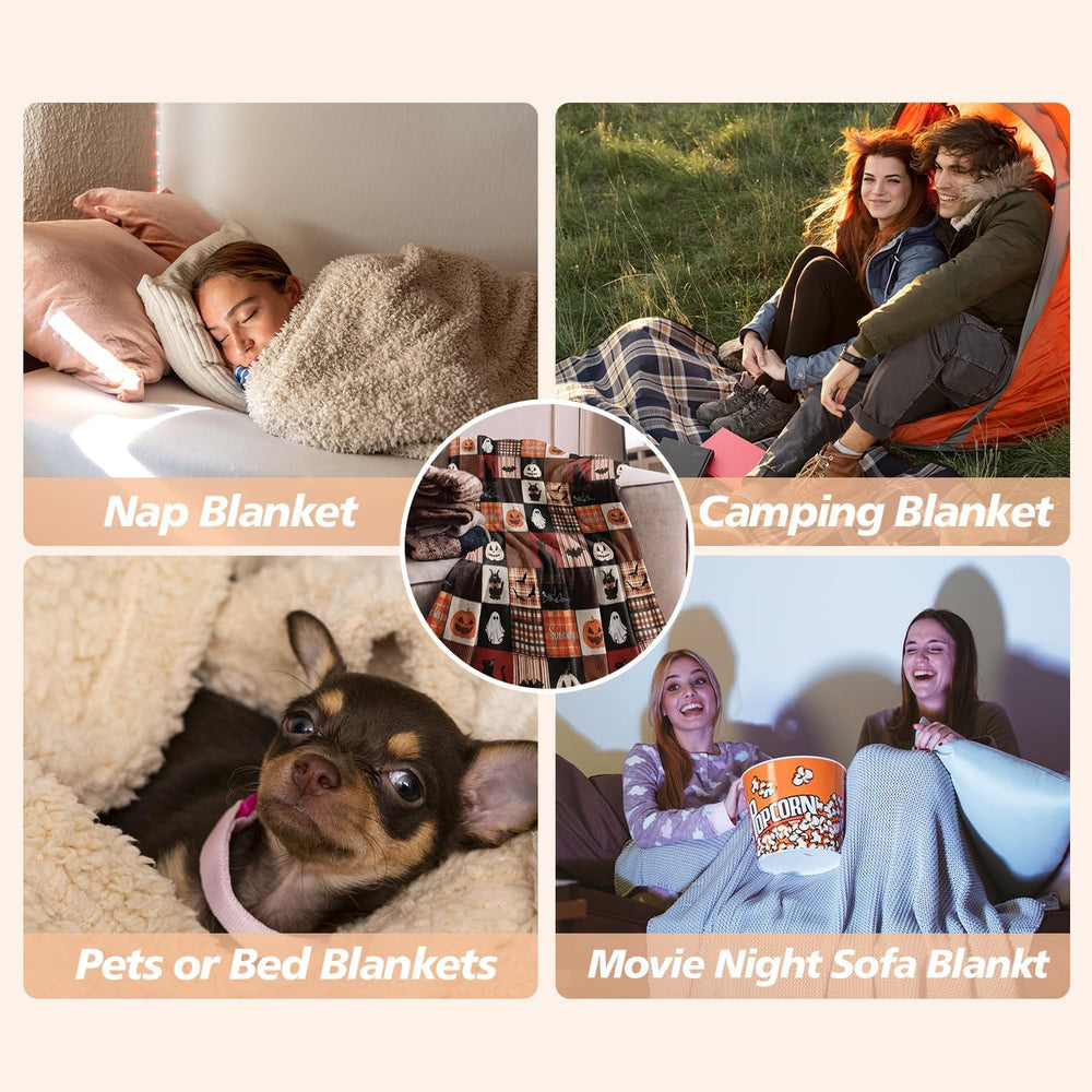 Halloween Throw Blanket 60"x50" Ghost Skull Black Cat Blanket Soft ...