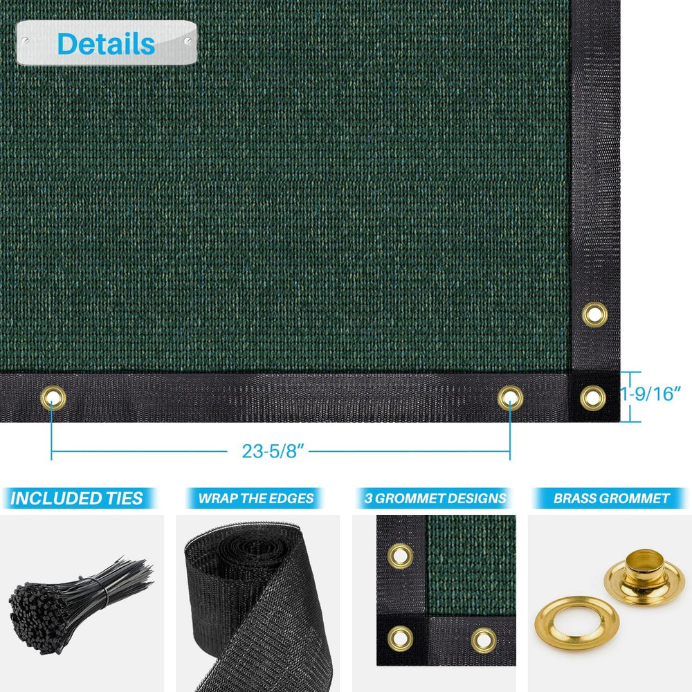Patio 6 x 20 Fence Privacy Screen Green Commercial Grade Mesh Shade Fabric wi...