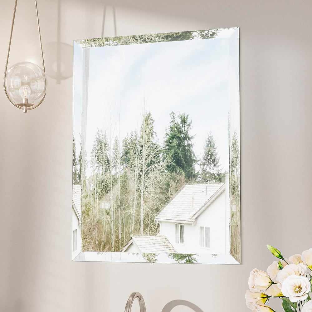 Keonjinn 16x24 Inch Small Frameless Bathroom Mirrors for Wall, Modern Style