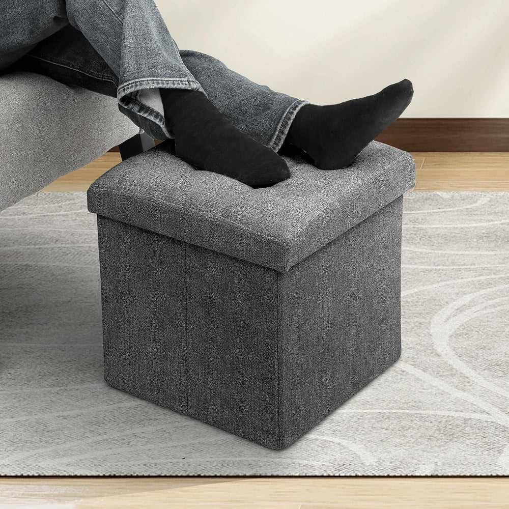 MoNiBloom 15 Inches Storage Ottoman Cube, Folding Square Foot Rest Stool, Sma...