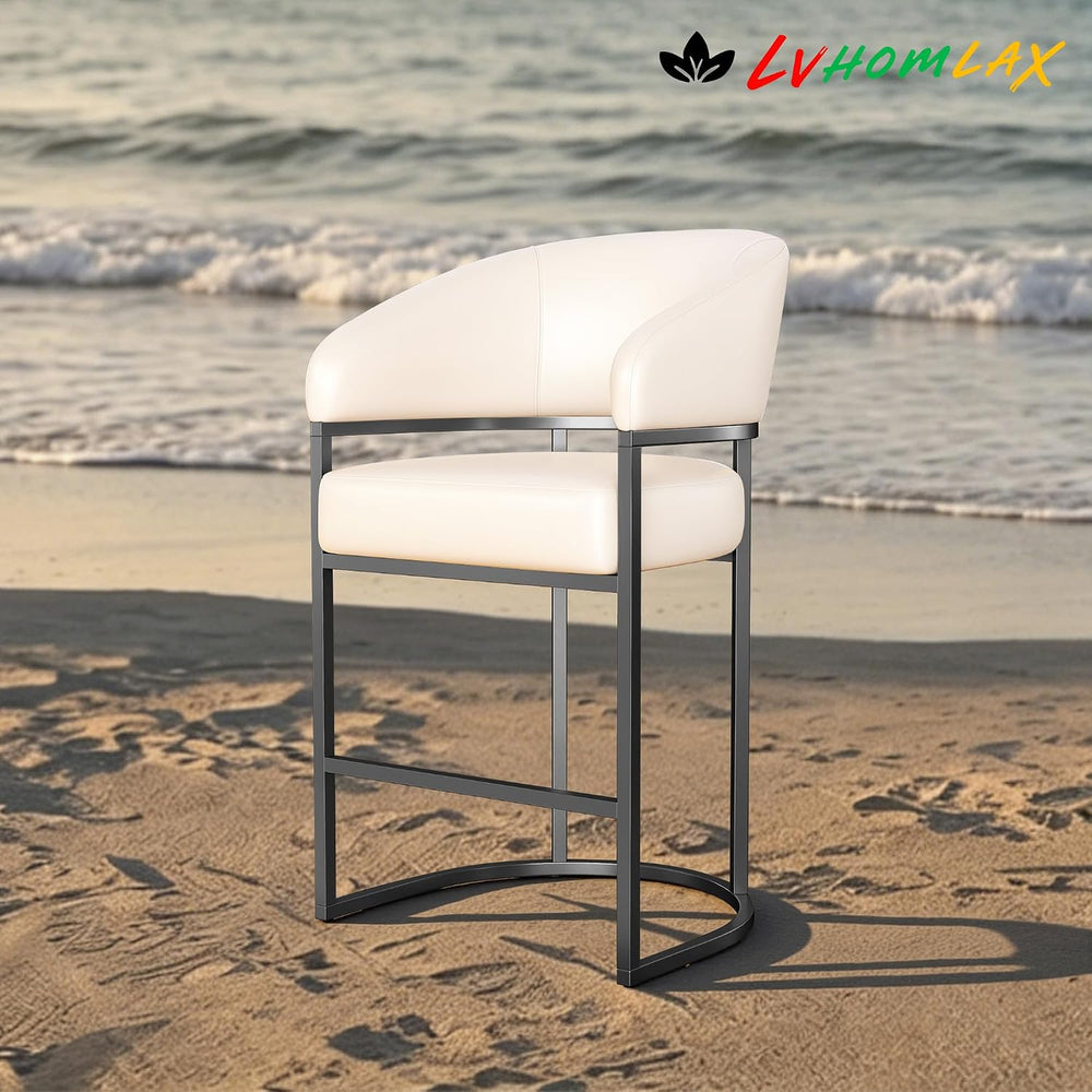 Modern Counter Height Bar Stools,Bar Stools Set of 3,PU Leather Upholstered B...