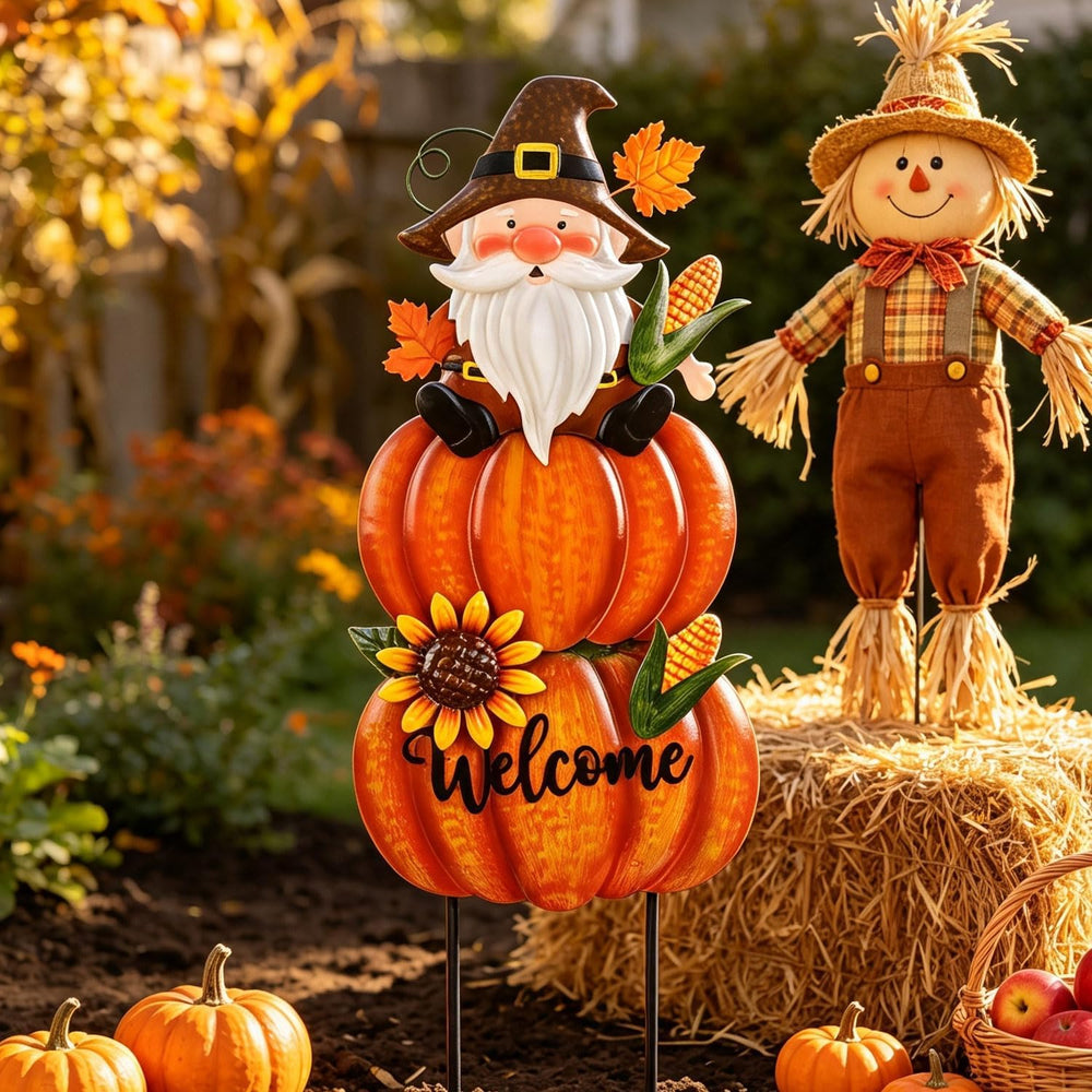 Fall Gnome Yard Stakes Large 39.3inch for Thanksgiving Decor