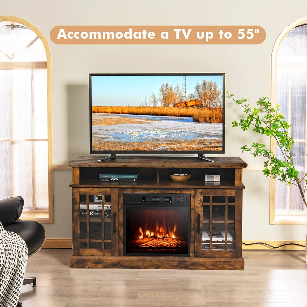 RELAX4LIFE Electric Fireplace TV Stand for TVs up to 55’’, TV Console Table w...