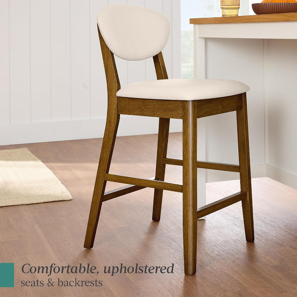 Best Choice Products Set of 2 Counter-Height Bar Stools, Mid-Century Modern, ...