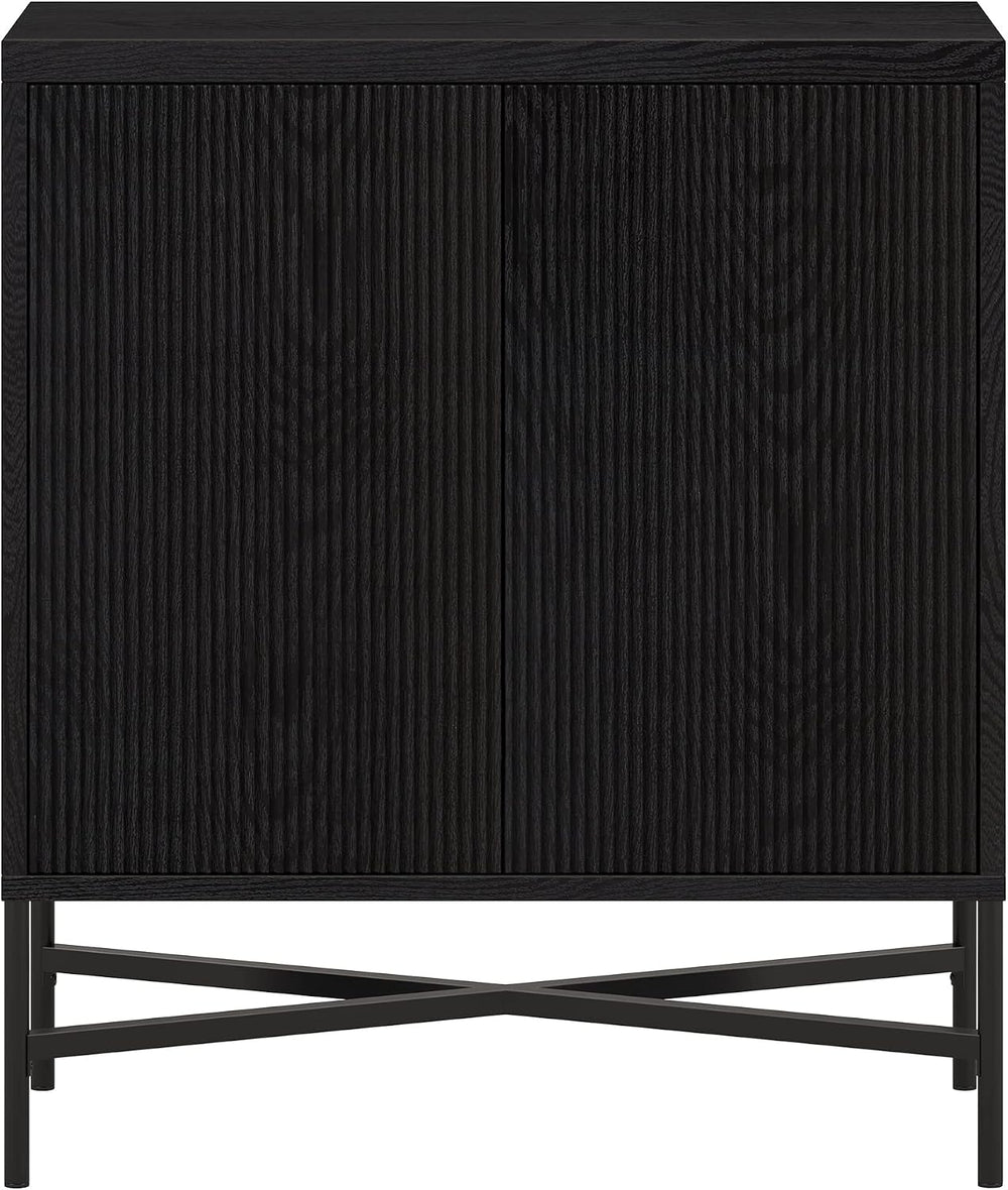 Henn&Hart 28" Fluted Accent Cabinet, Sideboard Buffet, Natural Black