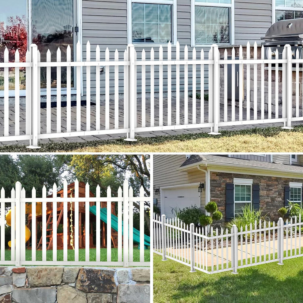 1 Set Vinyl Picket Fence Panels White 84''Wx36''H PVC Decorat...