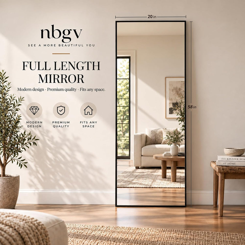 58"x20" Full Length Mirror, Floor Mirror Full Length Gold