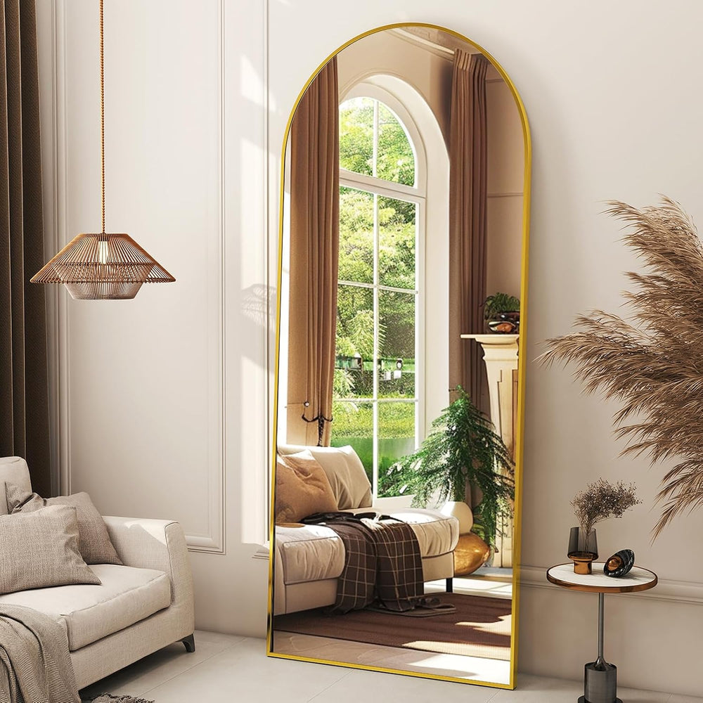 XRAMFY 56" x21 Gold Arched Full Length Mirror Floor Mirrors with Stand