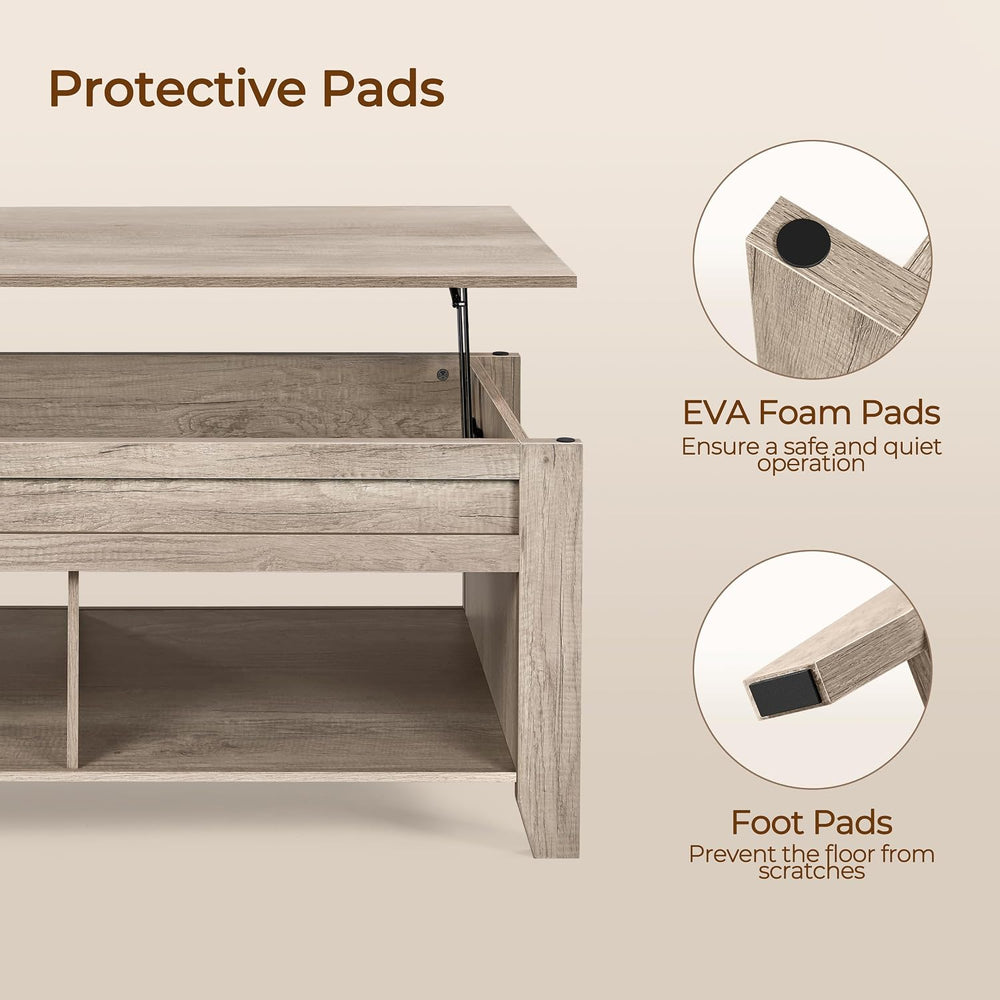 Yaheetech Lift Top Coffee Table with Hidden Storage Compartment Gray 47.5in