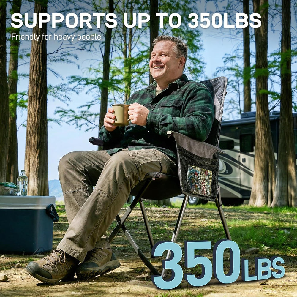EVER ADVANCED Reclining Camping Chairs for Adult Supports 350lbs Grey