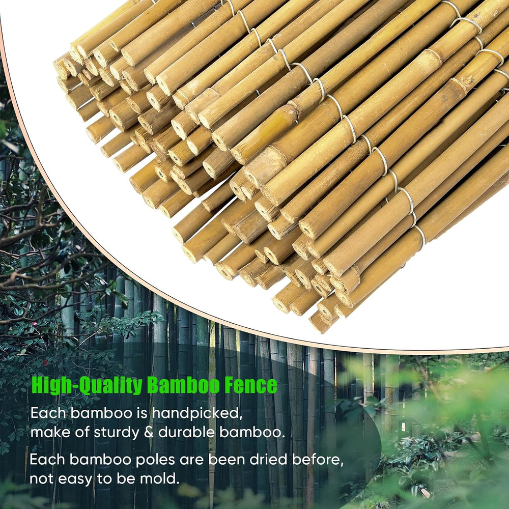 Jollybower 4ft x 8ft x 0.4" D Natural Bamboo Fence, Outdoor Rolled Bambo...