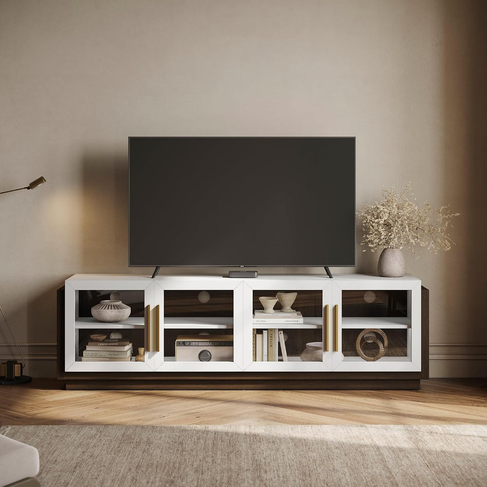 BELLEZE Brixston 70 In TV Stand & Entertainment Center-White