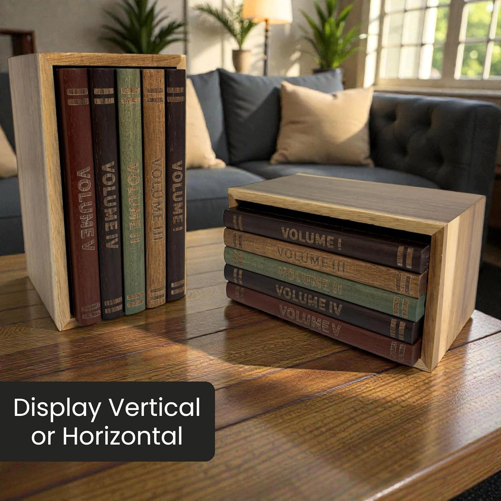 The Coaster Library | 100% Acacia Wood | Set of 5 Book-Style Decorative Drink...