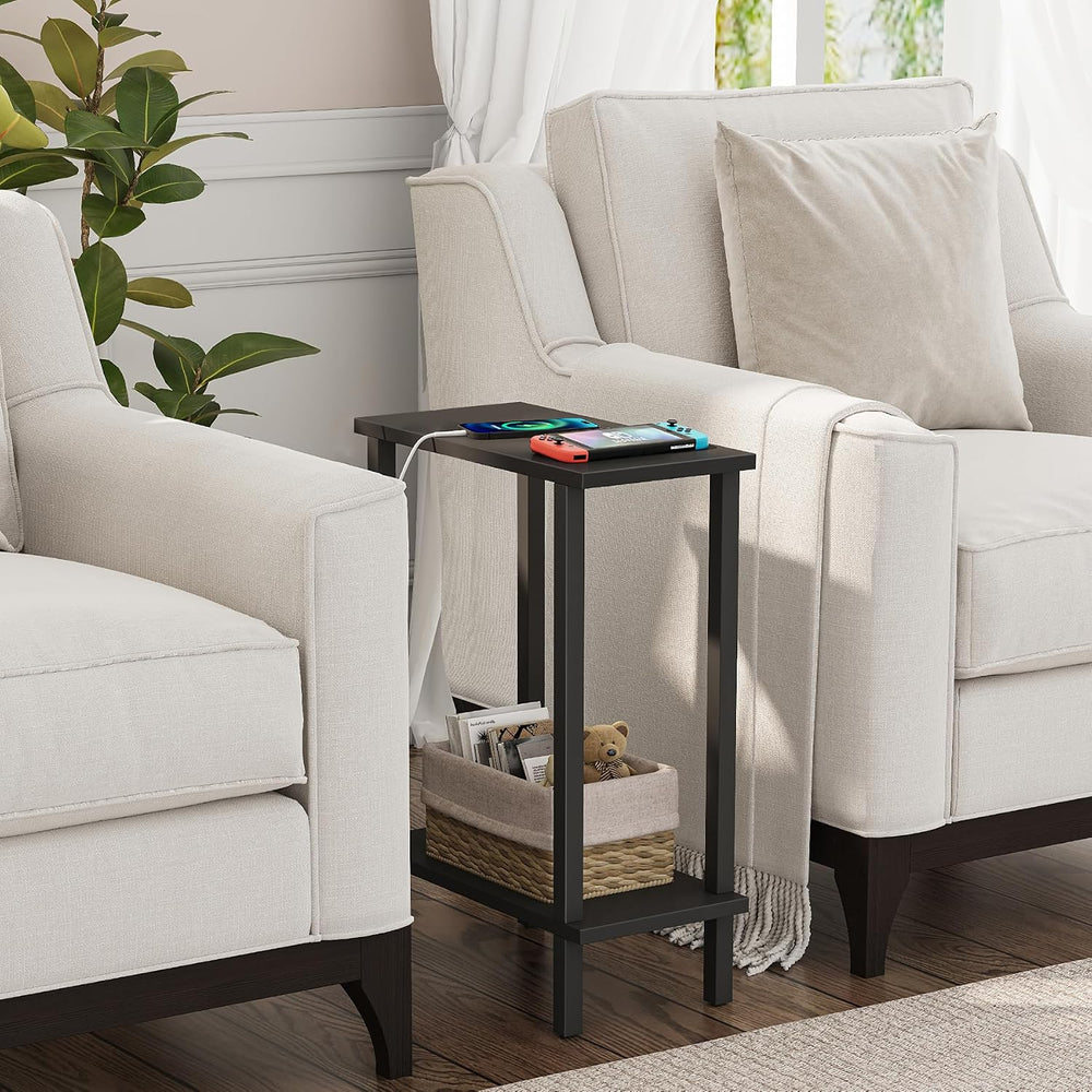 TUTOTAK Narrow Side Table Set of 2, Small End Table for Couch