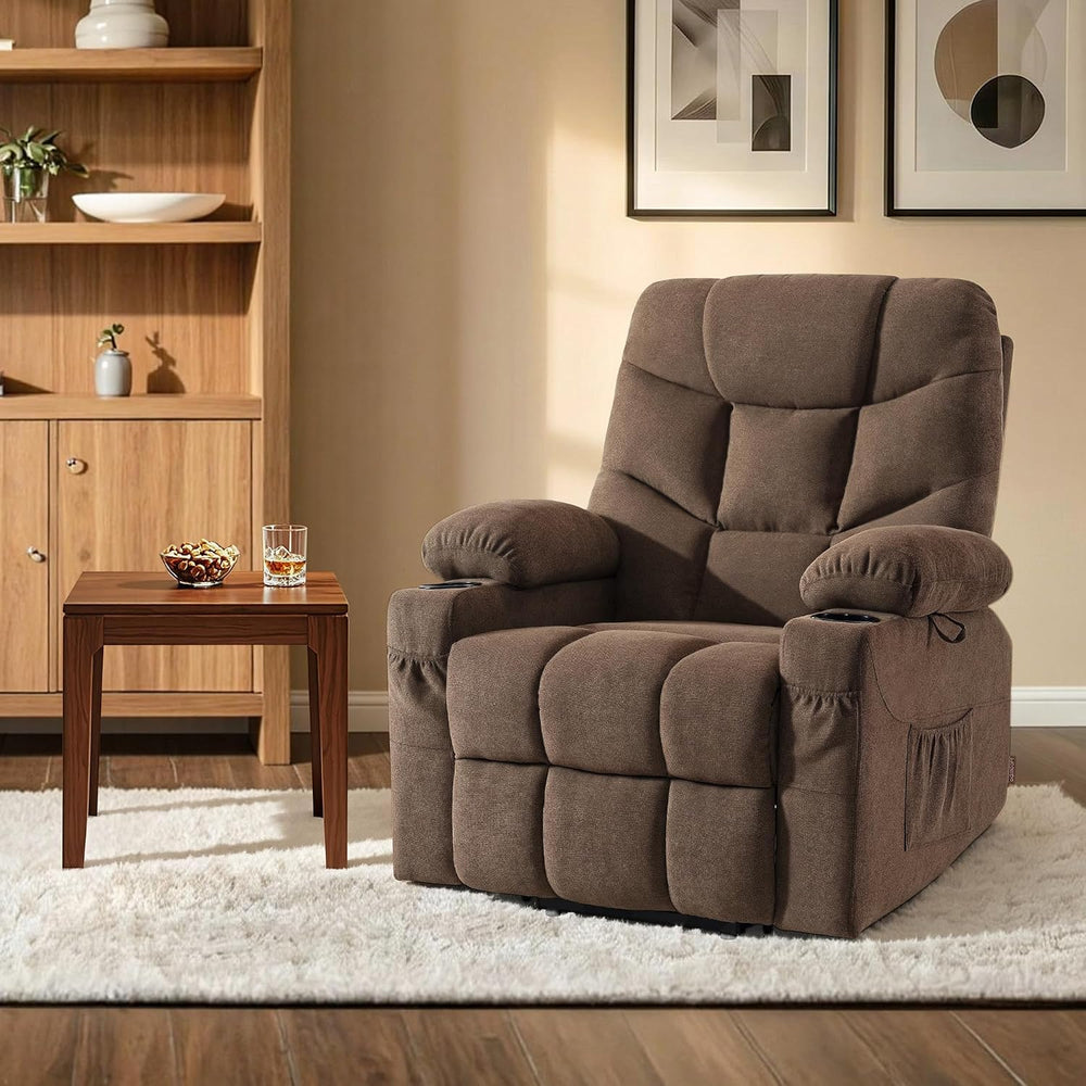 MCombo Power Lift Recliner Chair for Elderly, Fabric 7287 (Brown, Medium)