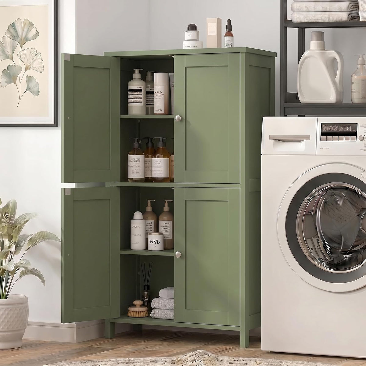 Vongrasig 43" Bathroom Storage Cabinet, Floor Cabinet with Doors, Green