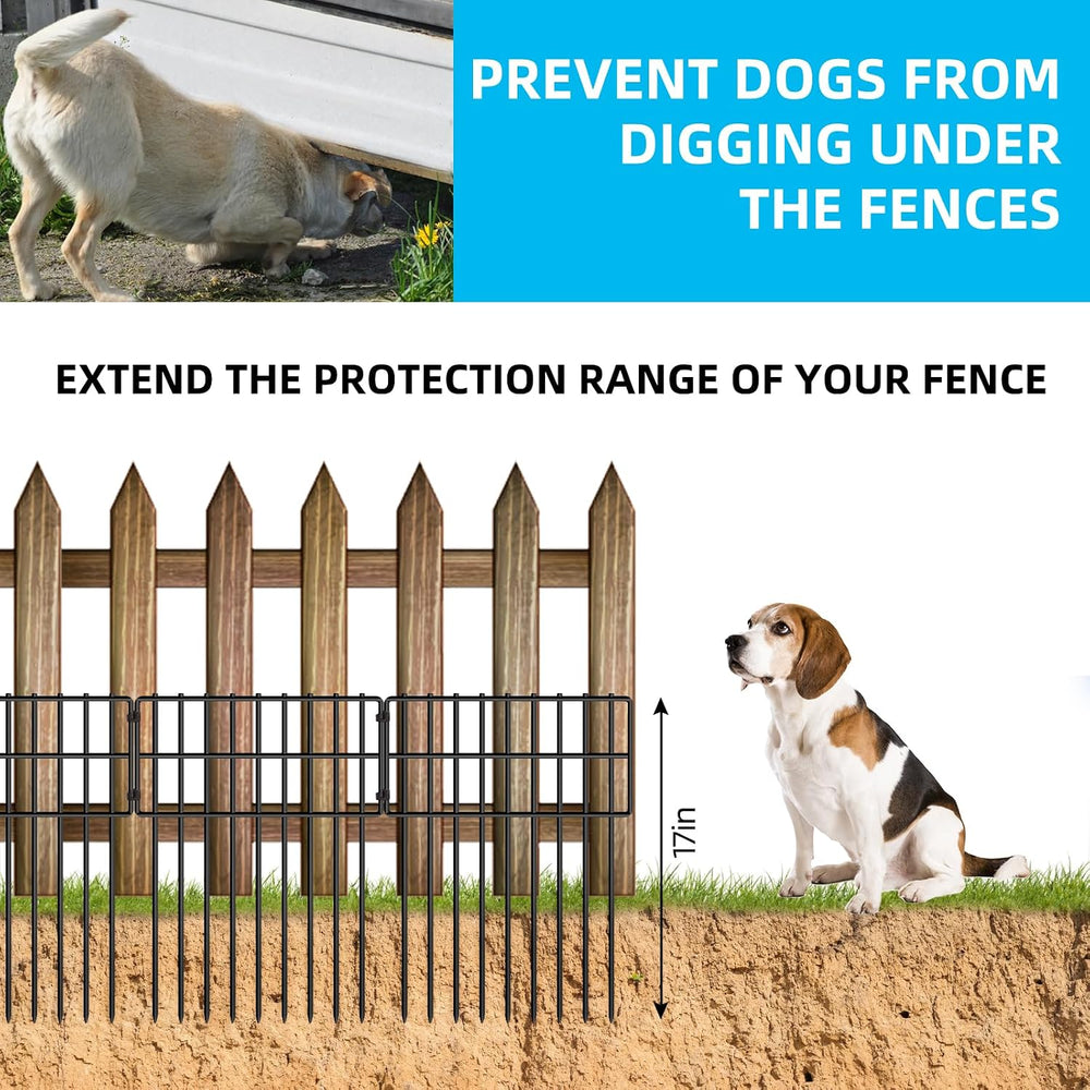 25 Panels Garden Fencing Animal Barrier, 17in (H) X 27ft (L) Dog Dig Fence Ba...