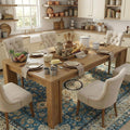 CABIHOME 71" Long Dining Table for 6-8, Rectangular Farmhouse Kitchen Dining Room Table w/Wider H Legs & Wooden Tabletop, Sturdy Frame, Wood Strip Base, for Apartment, Kitchen, Dining, Cherry