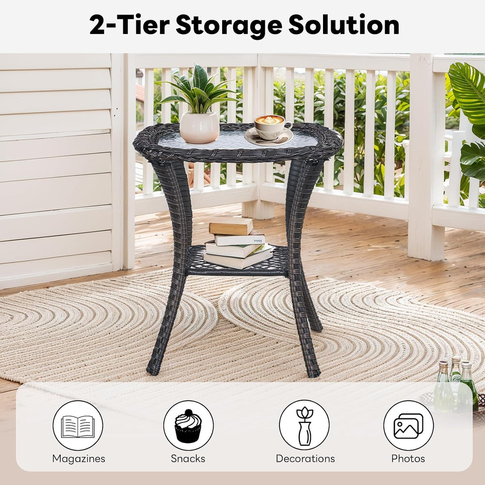 Belord Outdoor Furniture Set Patio Wicker Chairs, 3 Peices Porch Rattan Furni...