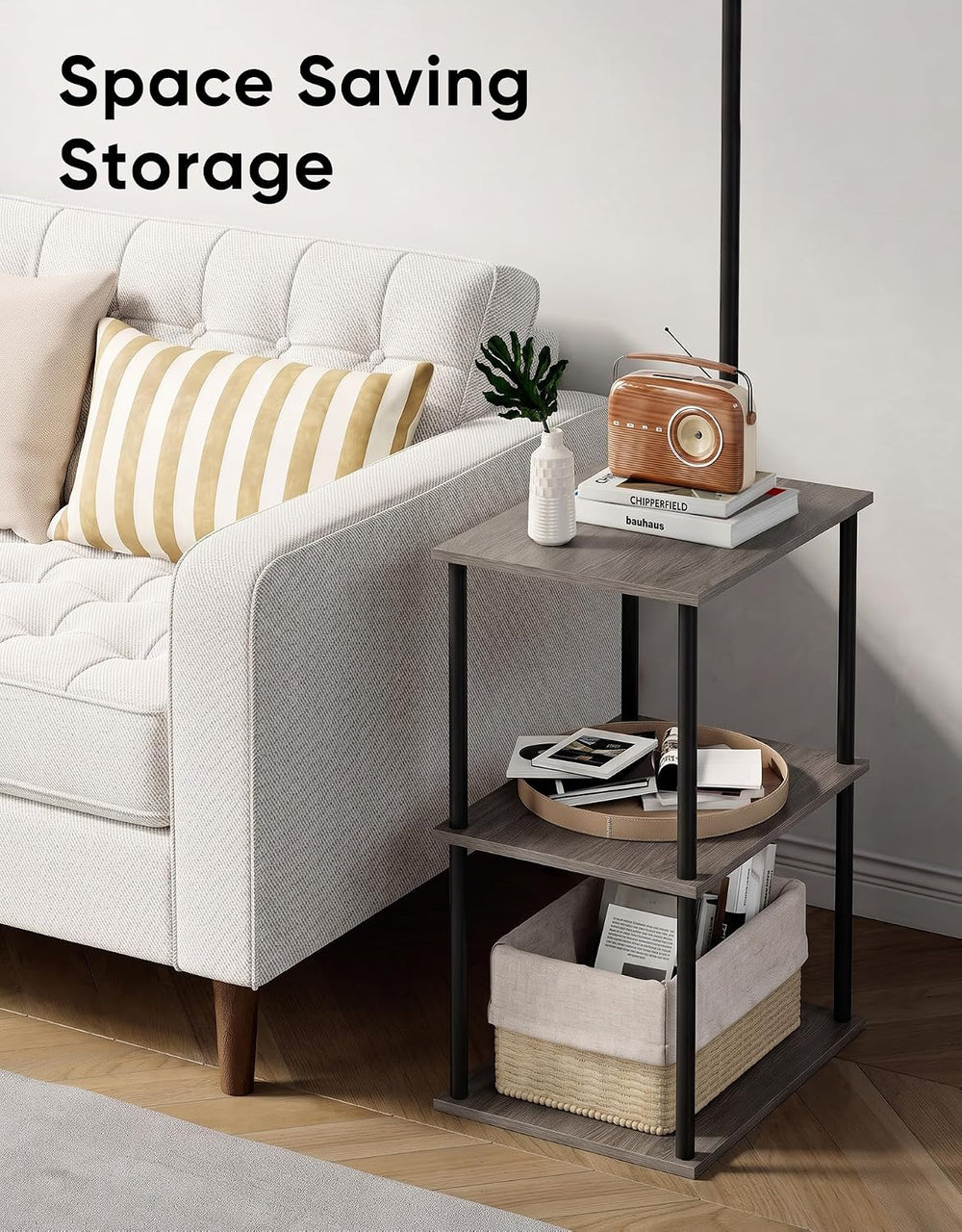 Floor Lamp with Table 2-Pack, Nightstands End Side Table for Living Room