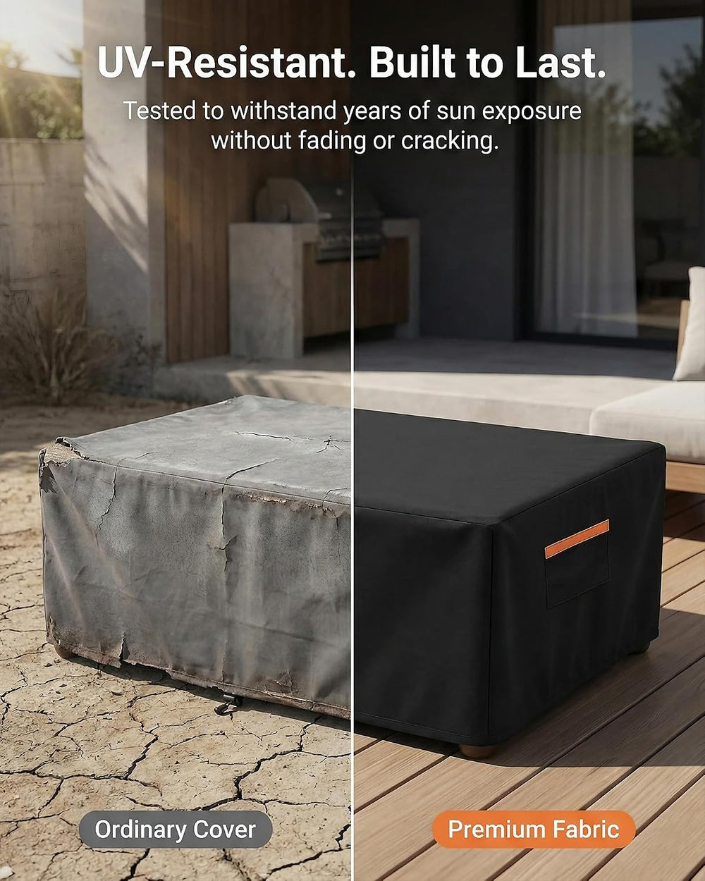 Outdoor Coffee Table Cover Waterproof, 600D Heavy Duty, 48x28x16, Black