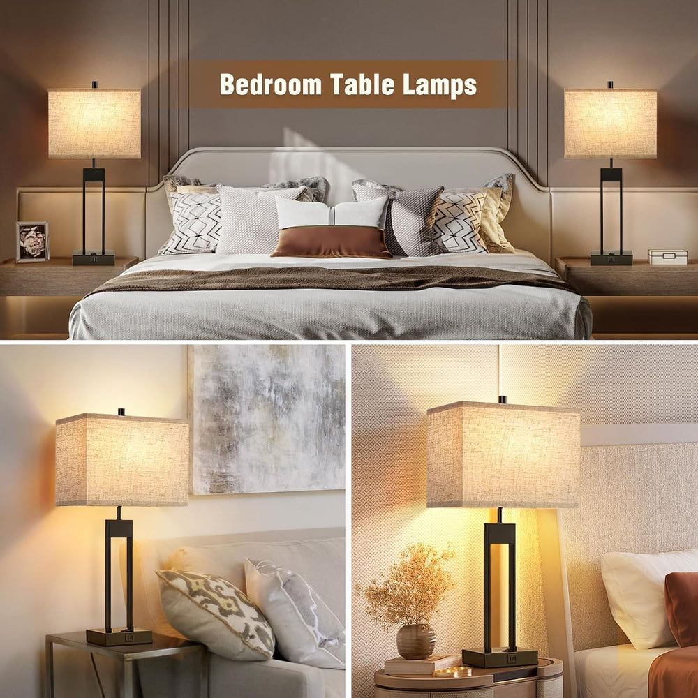Extra Large 25.5" Nightstand Table Lamps for Bedrooms Set of 2, Bedside ...