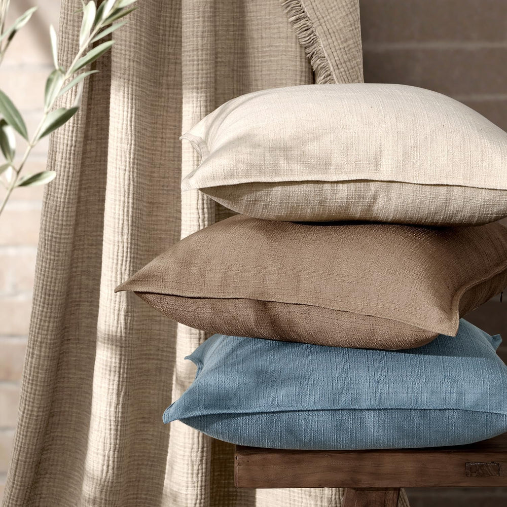 MIULEE Thick Textured Euro Sham Throw Pillow Covers 24x24 Inch Coco Brown