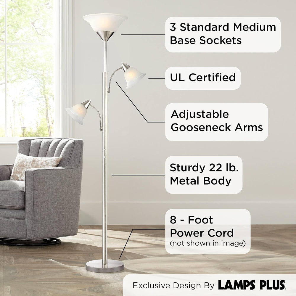Riordan 71 1/2" Tall Nickel 3-Light Tree Torchiere Floor Lamp
