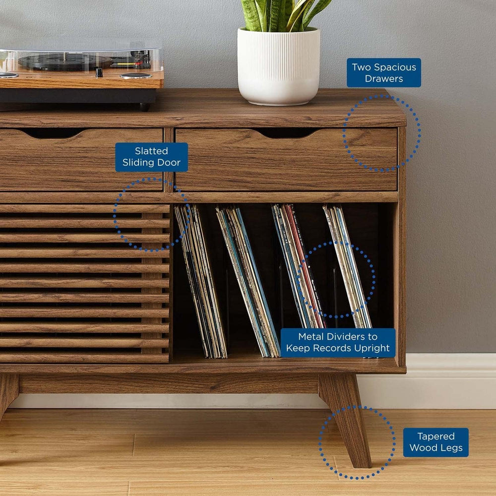 Modway Render Mid-Century Modern Vinyl Record Storage Display Cabinet, 37 Inc...