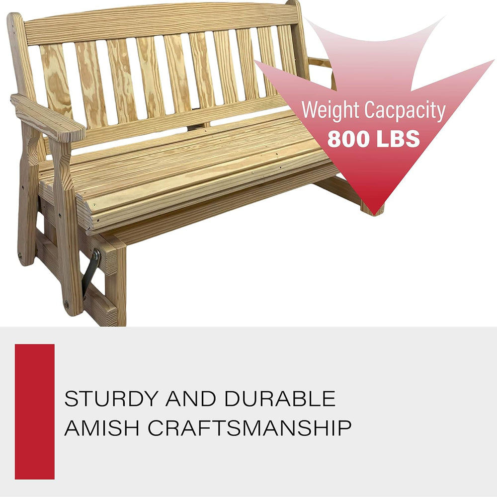 Amish Casual Heavy Duty 800 Lb Mission Pressure Treated Porch Glider (4 Foot,...