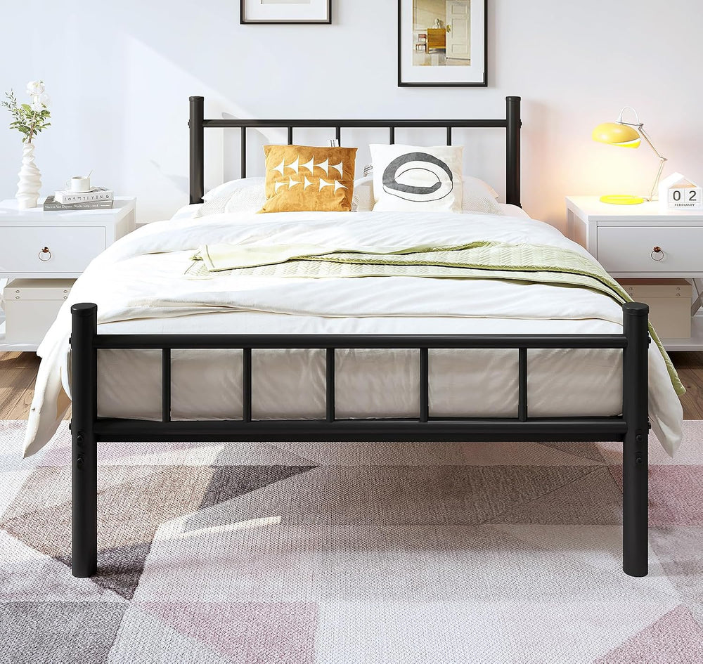 zizin Twin Size Metal Bed Frame with Headboard & Footboard 14 Inch Metal ...