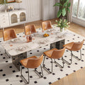 REONEY Dining Chairs Set of 6, 18" PU Leather Dinner Chairs, Brown