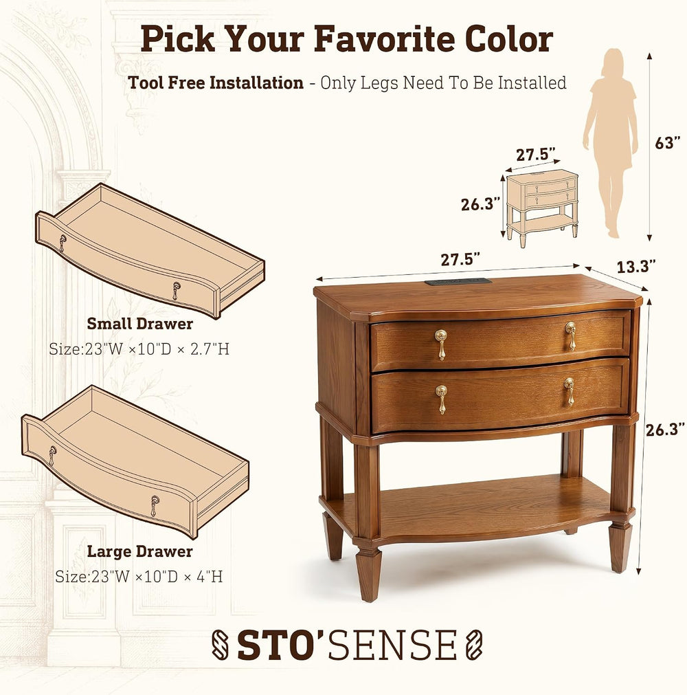 27.5" Wide Extra Large with Nightstand Set of 2 Charging Station & O...