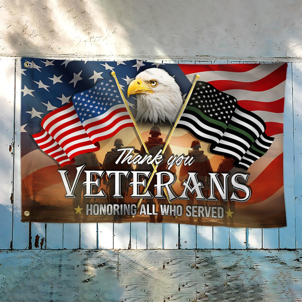 FLAGWIX Thank You Veterans Army Flag, 3 x 5 ft Polyester Grommet Flag