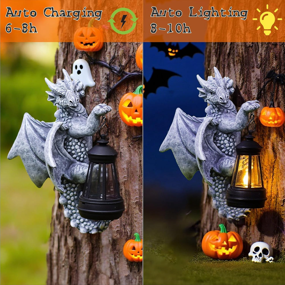 Solar Dragon Tree Decor Outdoor, Hanging Dragon Statue with Lantern