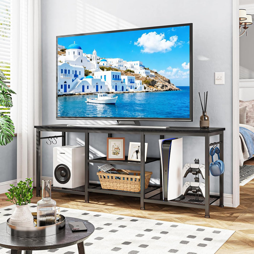 YGEOMER TV Stand for TVs Up to 55 Inch, Black