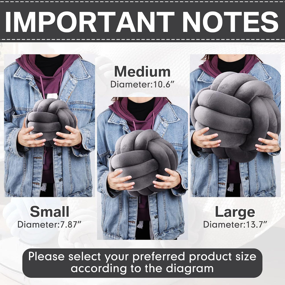 Namalu 10.6 Inches 2 Pcs Knot Pillow Decorative Throw Pillow, Dark Gray