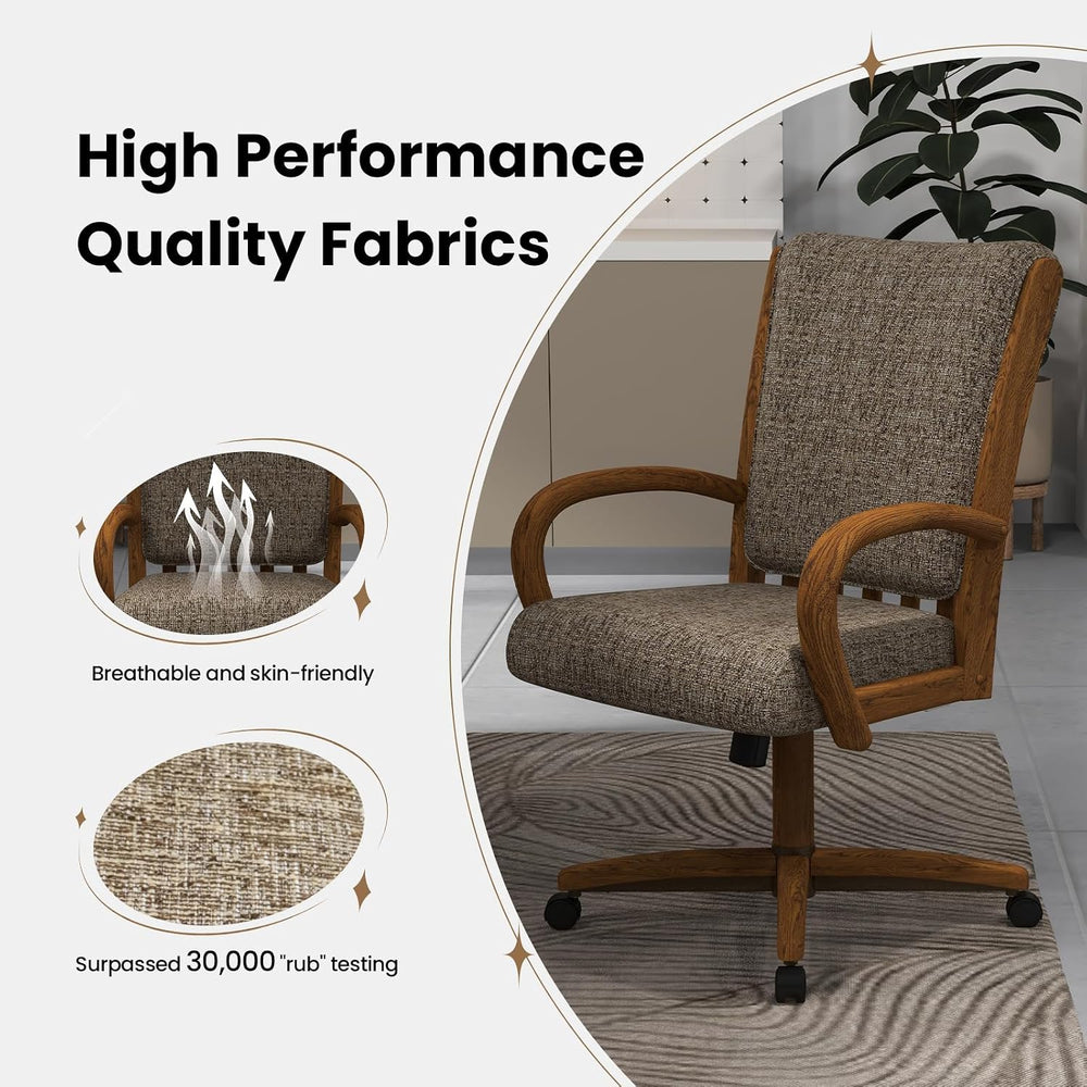 Chromcraft Baylor Swivel-Tilt Caster Dining Chair - Chestnut - Earth - 6pc